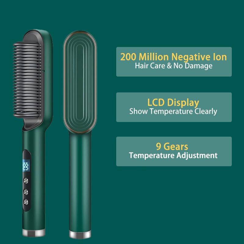 Negative Ion Hair Care Hair Curler USB Rechargeable Professional Hair Straightening Brush Wireless Hair Straightener Comb
