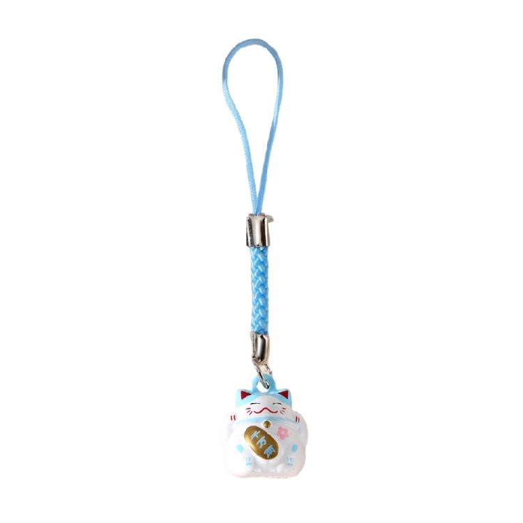 Portable Lucky Cat Phone Charm Assorted Color Lucky Cat Key Rings Decoration With Bells For Positive Energy