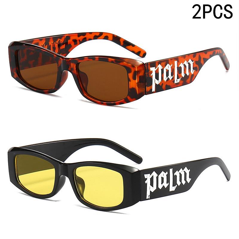 2PCS Small Frame Letter Sunglasses New Instagram Influencer Sunglasses Punk Trend Runway Sunglasses 3059(5326)