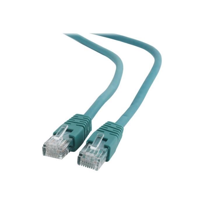 Cordon de raccordement RJ-45 (M) pour RJ-45 (M) 25 cm UTP CAT 6 moulé, bloqué vert - GEMBIRD