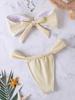 Solid Color Strapless Bandeau Sexy Split Bikini Swimsuit Women's Swimwear