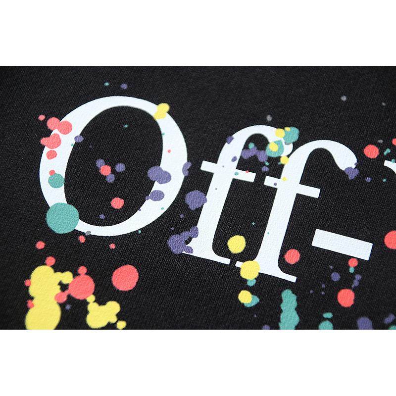 1282 Off-White 2025 Autumn/Winter New LOGO Splash Ink Splash Paint Effect Printed Hoodie Men's and Women's Hoodie
