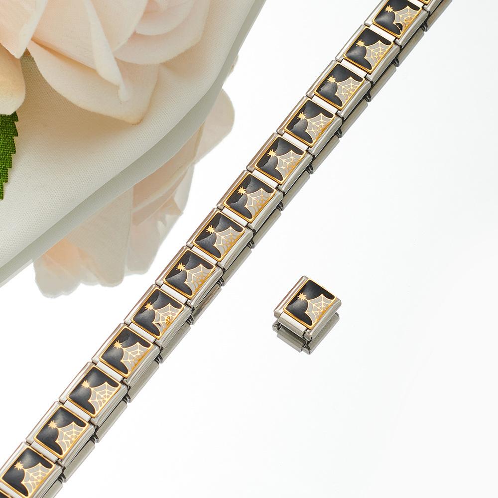 2024 DIY Personalized Shiny Classic Burger Coffee Beverage 304 Stainless Steel Italian Charm Bracelet Link 9mm * 10mm Module