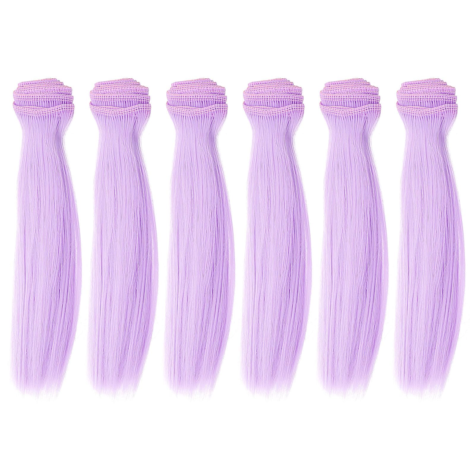 

PATIKIL Набор для куклы 15 см Высокотемпературный шелк Прямые волосы куклы Набор для изготовления париков DIY Ручная работа Светло-фиолетовые 6 париков, парики, аксессуары,