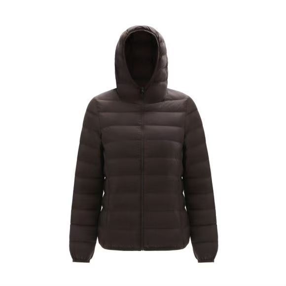 Double-layer fabric Lightweight women's hooded stand-up collar Winter duck down jacket Slim fit