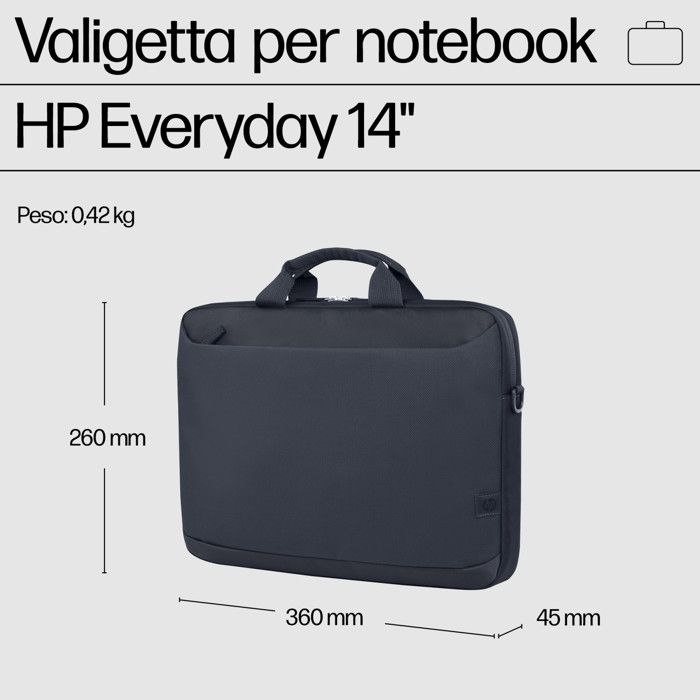 HP Borsa Per Laptop 14.1" Everyday A08JSAA Valigetta Grigia In Poliestere Riciclato