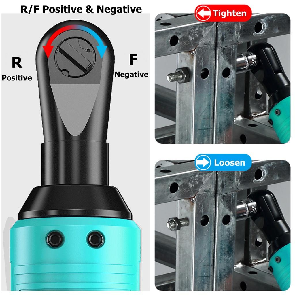 250W Rechargeable Angle Drill 3/8" Ratchet Wrench Set Screwdriver Wrench Tools 47N.m Cordless Electric Wrench with 2 Battery Charger