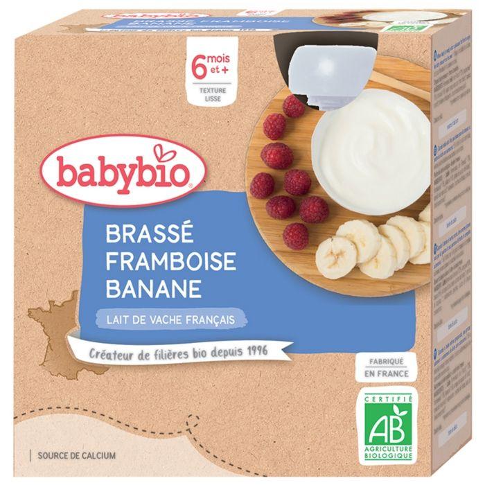 Babybio - Gourde Brassé Framboise Banane - Bio - 4x85g - Dès 6 mois