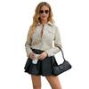 2024 spring and autumn new thin leather jacket women's multi-pocket cardigan casual jacket European and American fashion popular daily coat