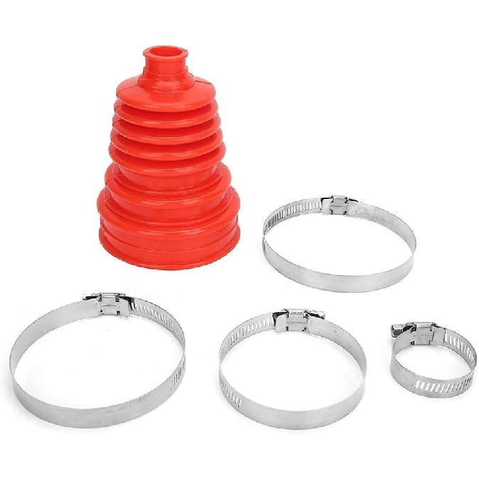 CV Boot Kit, Universal Silicone CV Axle Boot Dust Cover, Rubber, Ball Head Design, for Universal Vehicle, 1 dust Cover and Four Clamps (Black)