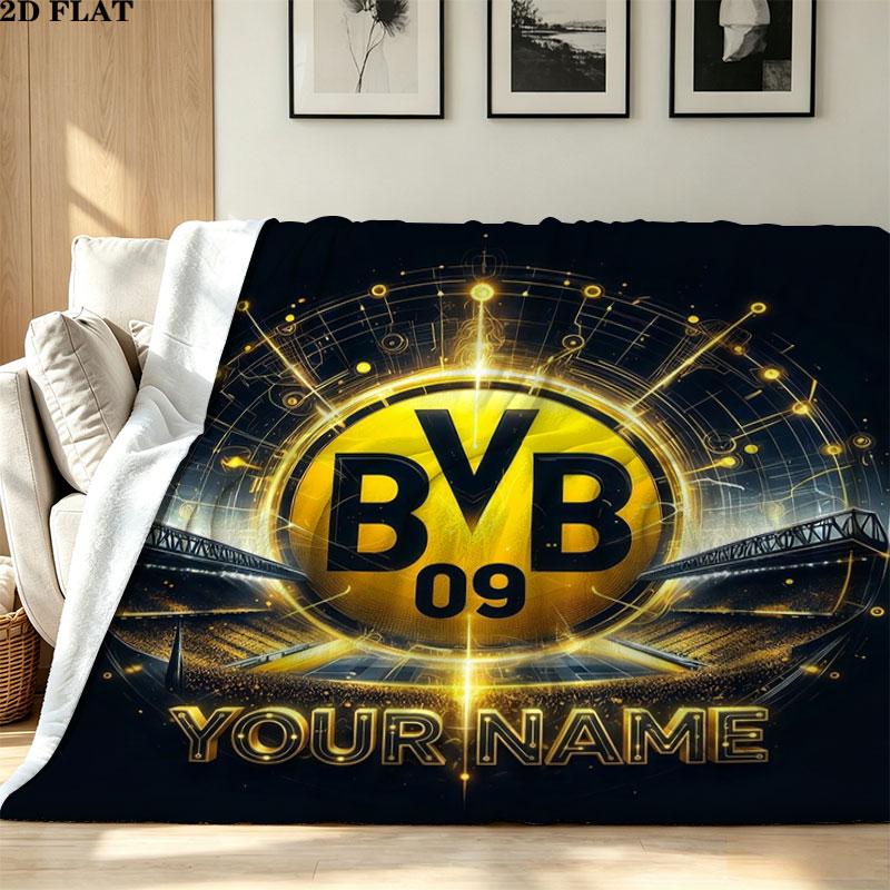 1PC Borussia Custom Name Patterned Flannel Blanket Suitable For All Seasons for Home Decor Warmth and Comfort Gifts Holiday Present