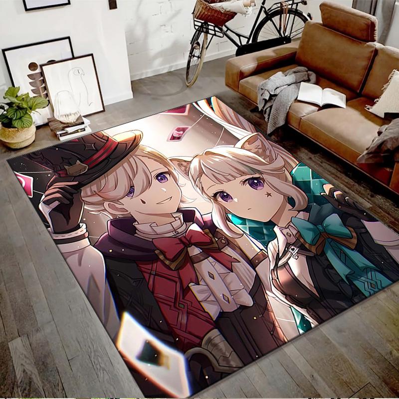 1pc Genshin Impact Lyney Lynette Design Printed Area Rug Carpet for Bedroom Living Room Home Decor Rugs Mat Non Slip Mat Rug for Bedside