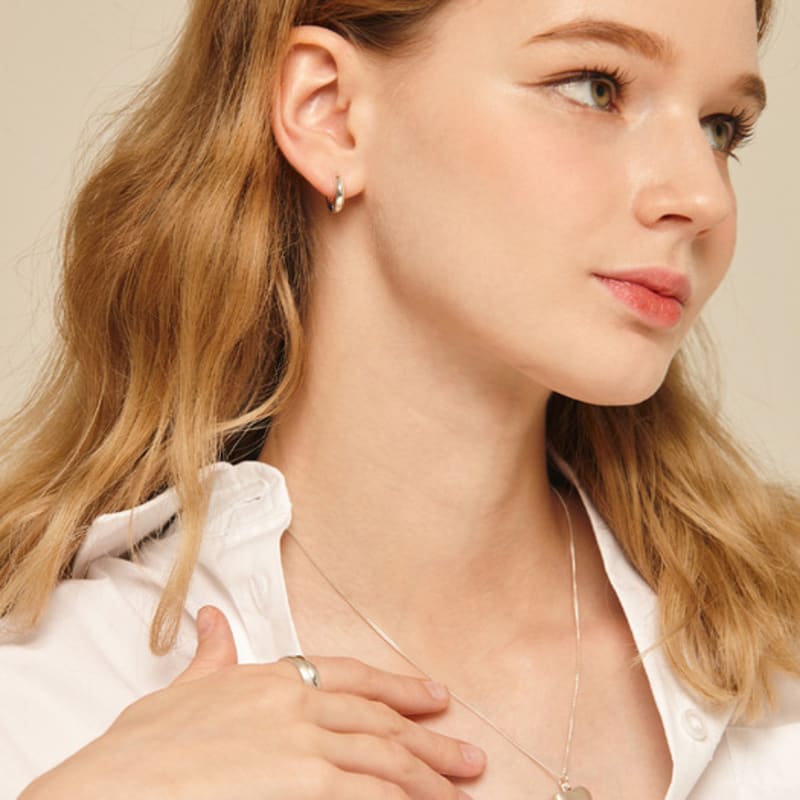 Murmur [925silver]Basic Onetouch Hoop Earring(small)