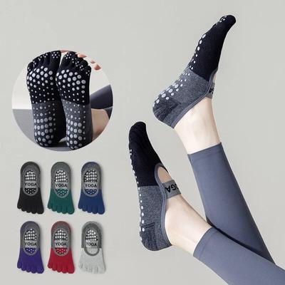Rutschfeste Yoga-Barre-Pilates-Sportsocken aus Baumwolle für Tanz, Fitnessstudio, Fitness, Yoga-Socken mit fünf Zehen, schweißabsorbierendes Deodorant, atmungsaktive Socken