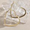 Polished Copper Hollow Heart Spring Hoop Earrings - Simple Gold Women's Earrings