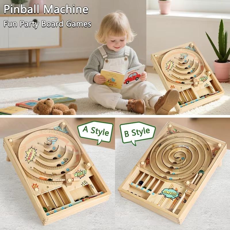 Wooden Pinball Machine Board Games Flipper Automat Mini Pinball Brain Teaser Pinball Table Game Party Social Adult Kids Toy Gift