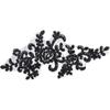 One Pair (2pcs) 23*10cm Black Sequin Embroidered Lace Appliques Embroidery Patches   For DIY Crafts