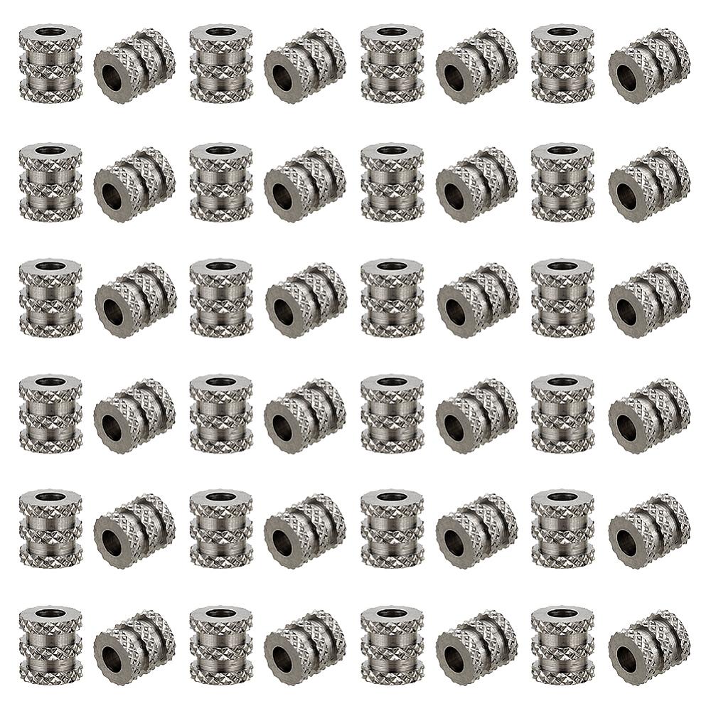60Pcs 303 Stainless Steel Beads, Column, Stainless Steel Color, 6.3x5.5mm, Hole: 3mm