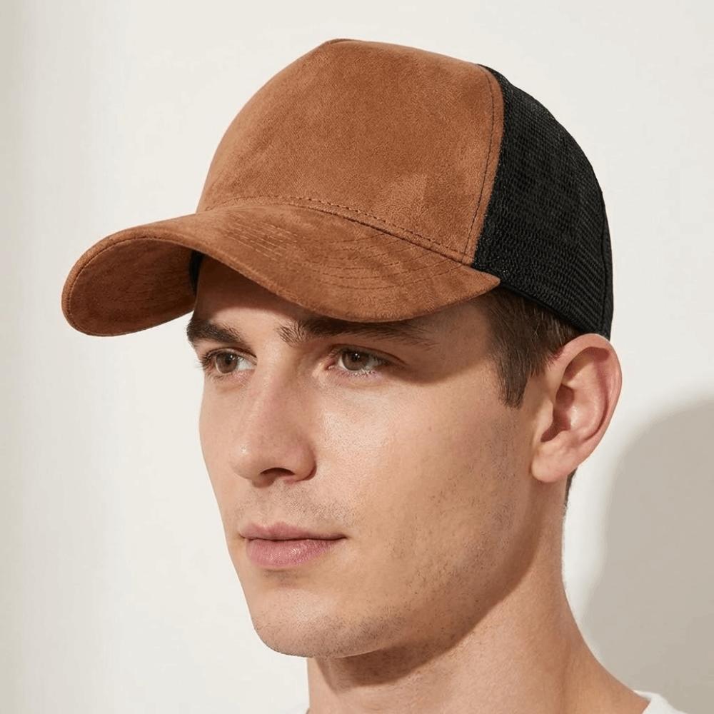 Suede Men Baseball Hat Adjustable Women Sunshade Hat Lightweight Mesh Peaked Cap  Sun Visor