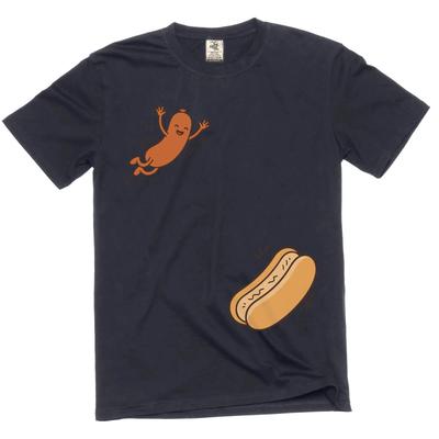 Men's Hot Dog Graphic T-Shirt Fast Food– Playful Sausage Print Tee