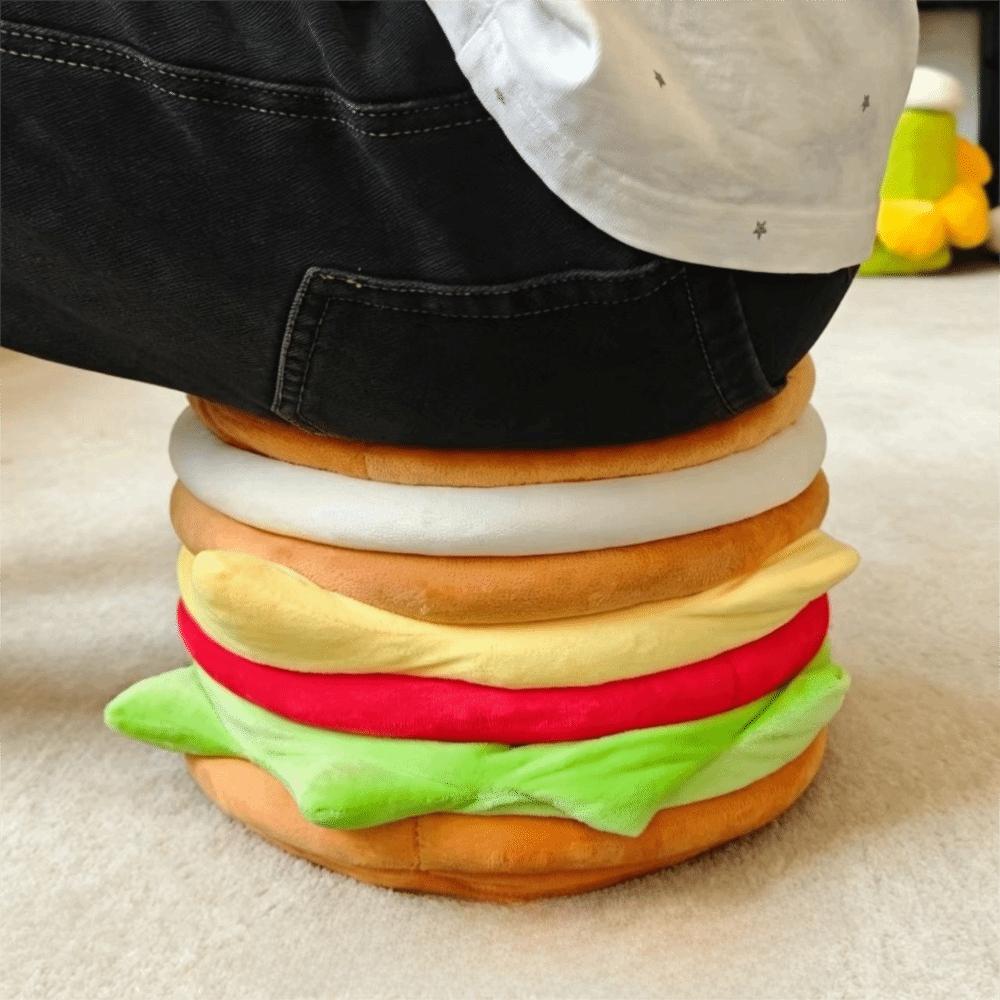 Soft Hamburger Storage Stool Cartoon Shoe Bench Multi-functional Storage Sitting Stool Living Room