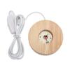 LED Light Base USB Interface Oak Wood Material Round 2cm 0.8in Thickness Glowing Decorative Display Lamp for Home 5V