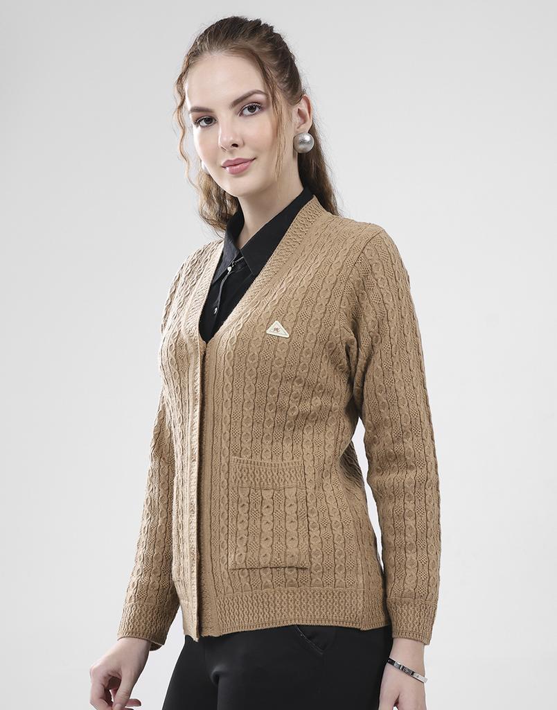 MONTE CARLO Women's V Neck Full Sleeves Cardigan