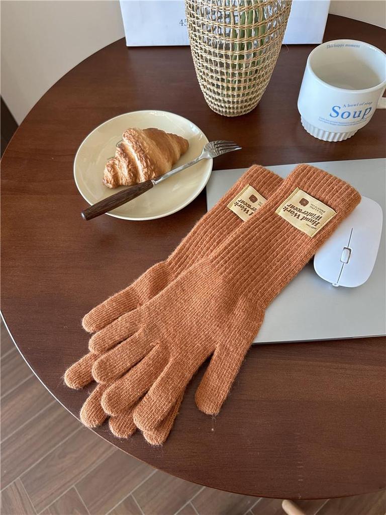 Lange gestrickte Fingerlose Touchscreen-Handschuhe mit verlängertem Handgelenkwärmer für Herbst & Winter