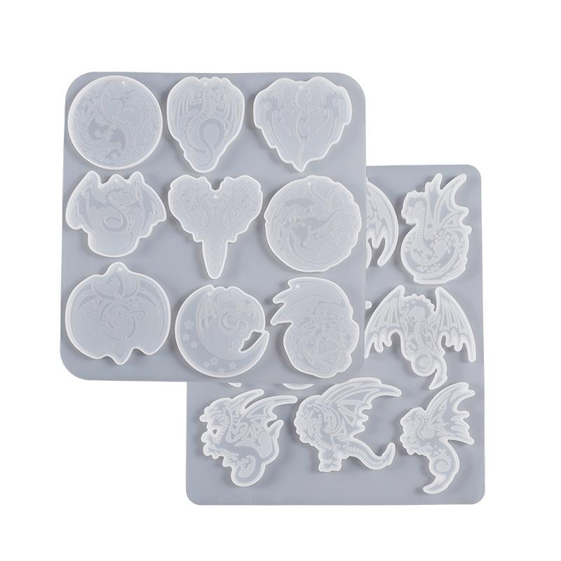 1 piece crystal glue flying dragon fire dragon pattern necklace keychain silicone mold diy jewelry pendant glue grinding