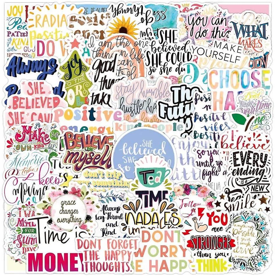 Inspirational Stickers Pack 50Pcs, Waterproof Vinyl Stickers for Water Bottle Hydro Flask Scrapbook Laptop, Reward Motivational Stickers for Students,