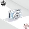 Avle S925 Sterling Silver Shiny Camera Beads DIY Bracelet Jewelry Accessories