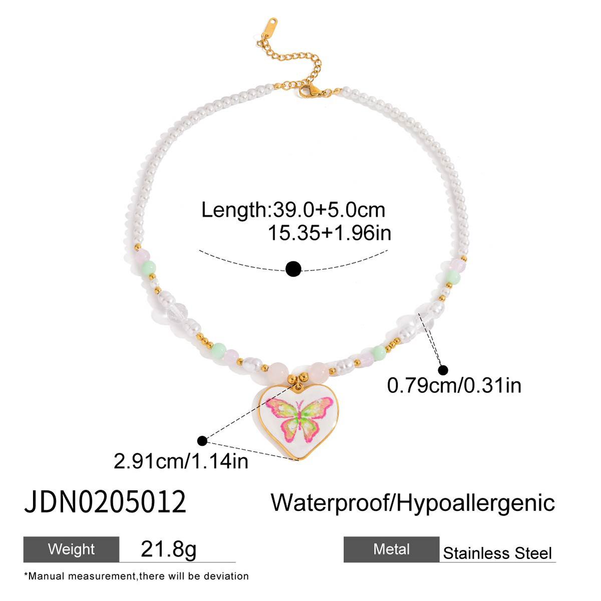 Jiading European and American stainless steel dripping love imitation pearl necklace accessories summer neck chain titanium steel jewelry