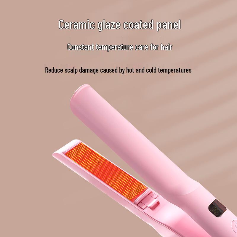 Wireless USB Rechargeable Hair Straightener for Men & Women, Dual-Use for Straight & Curly Hair with Bang Styling, Portable Design.