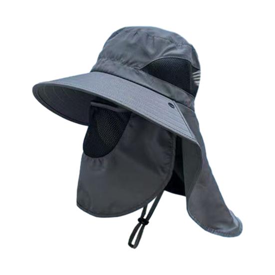 Letní sluneční klobouk s ochranou obličeje, klopou na krk, nastavitelným popruhem na bradu, prodyšný