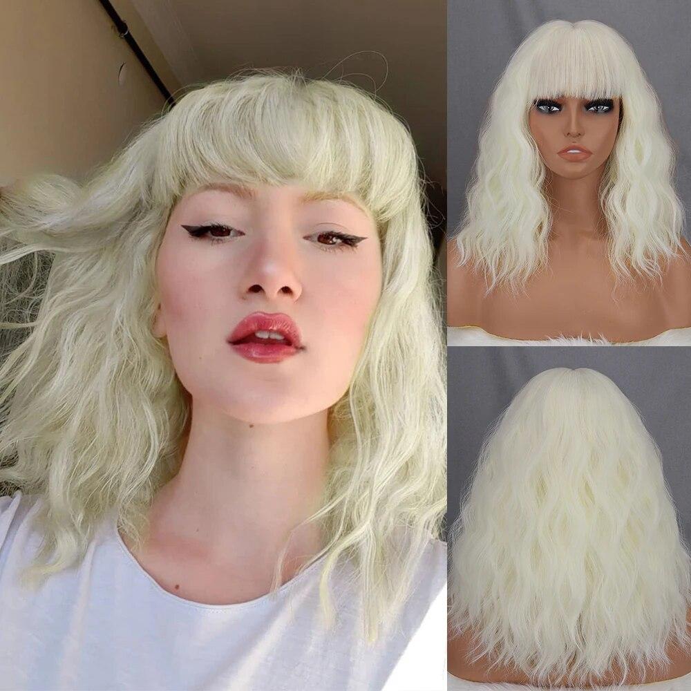 XINRAN Peruca curta bob marrom azul escuro sintética feminina franja azul escuro rosa preto peruca lolita festa cosplay uso diário cabelo natural