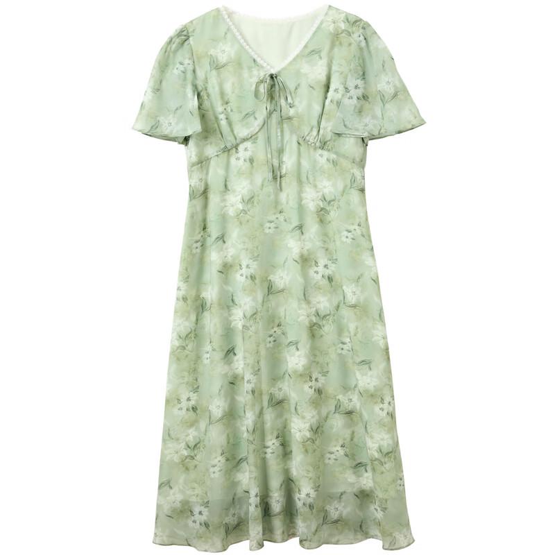 Sancai Plus Size French Floral V-Neck Maxi Dress