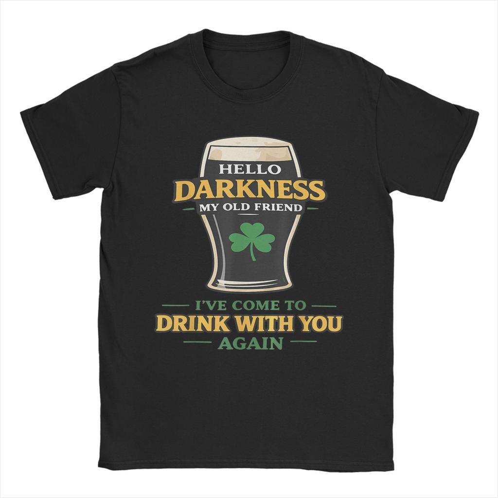 Novelty Hello Darkness My Old Friend Happy St Patricks Day Shamrock TShirt Unisex Round Collar Cotton T Shirts Short Sleeve