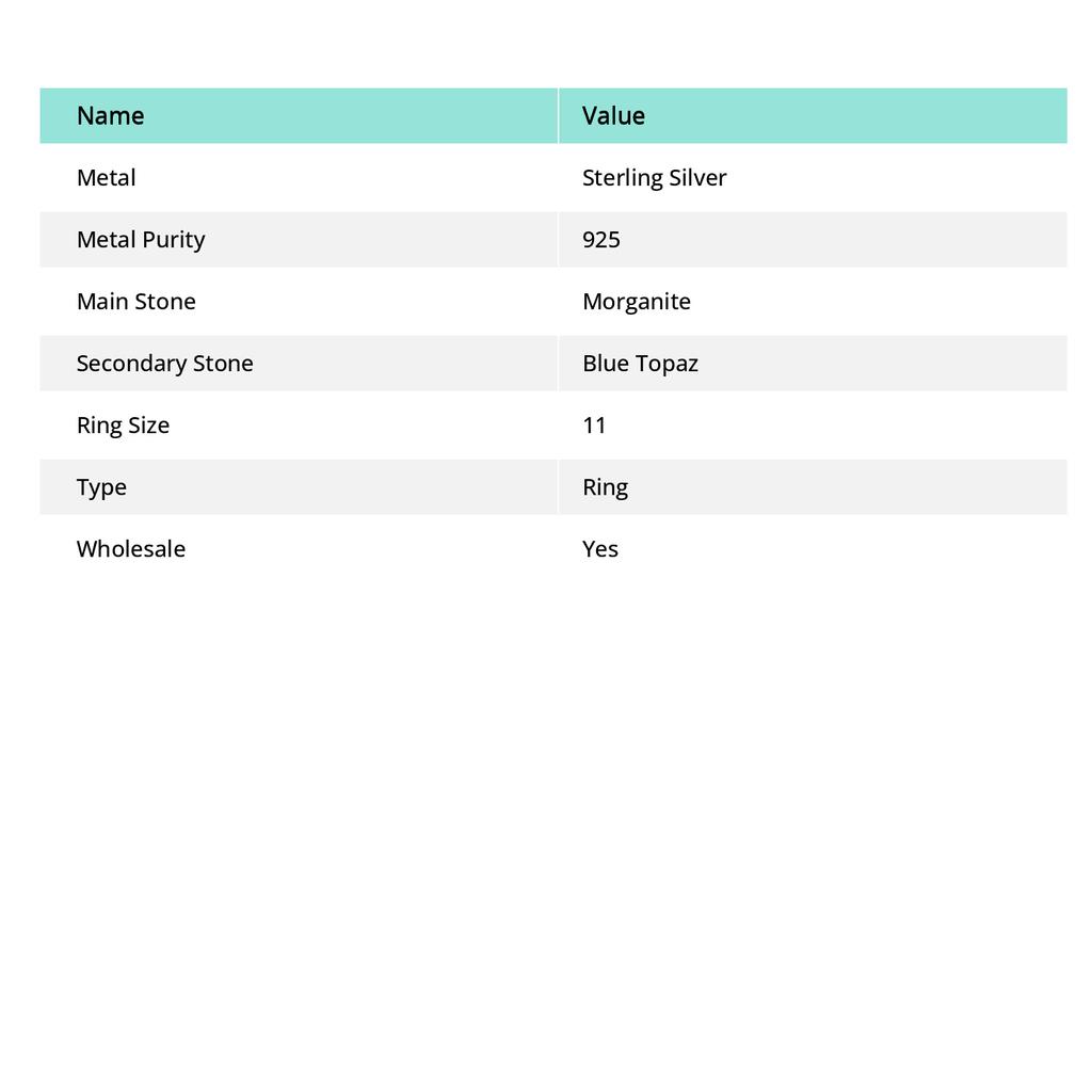 Natural Morganite,Topaz Gemstone Handmade 925 Sterling Silver Ring S.11 V5V93