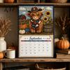 DIY Hanging Wall Decor Highland Cow Farmhouse Calendar Kit for 12 Months, Handmade Cute Animal Desk Accessory Paper And Cloth Craft Set, Rustic