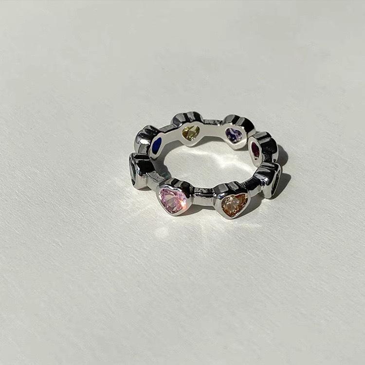Colorful Heart Zircon Women s Adjustable Ring - Elegant, Trendy, Stackable Accessory Adjustable
