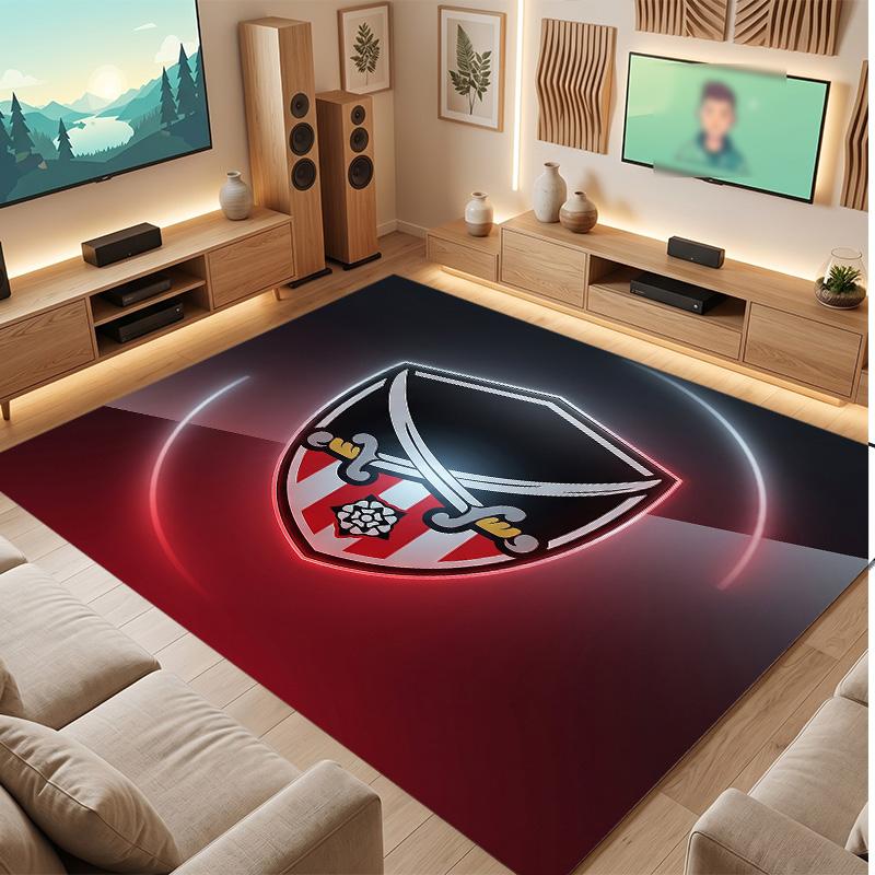 Sheffield United Football Print Crystal Velvet Rug, Comfortable Water Absorbent Non Slip Indoor Floor Carpet
