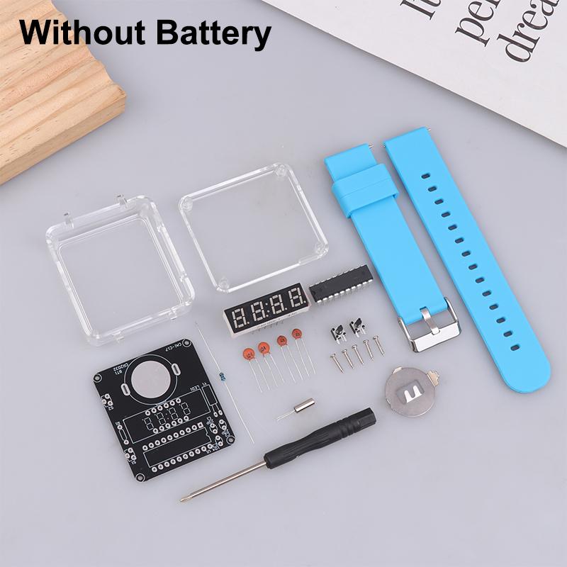 1Set Diy Electronic Watch Kit Led Digital Tube Display Creative Soldering Project Transparent Case Diy Kit (Without Battery)