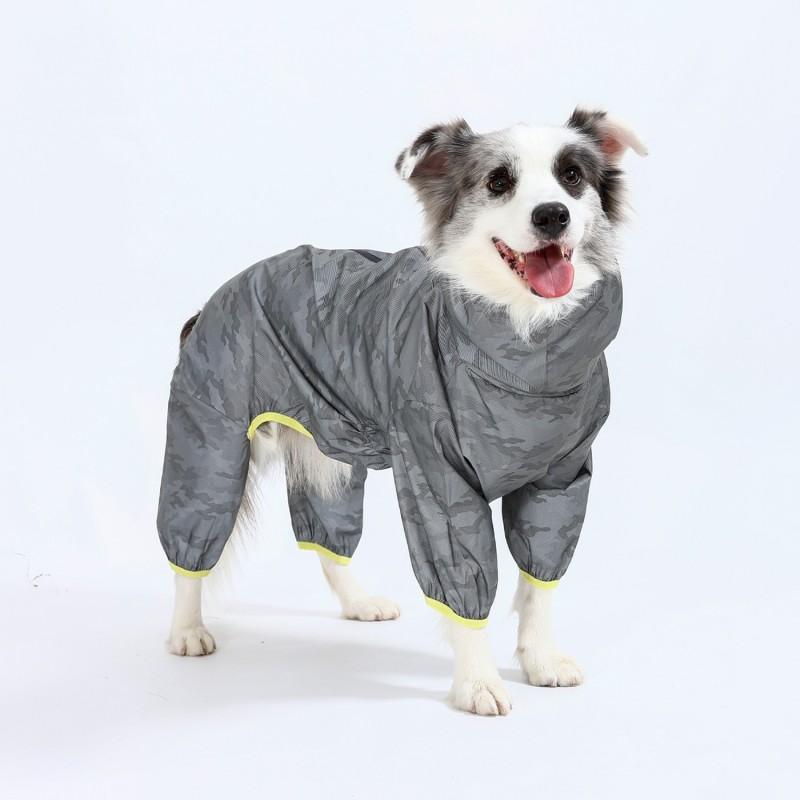 Reflective Camo Dog Raincoat Medium To Large Breeds Waterproof Windproof Fall Winter Pet Coat