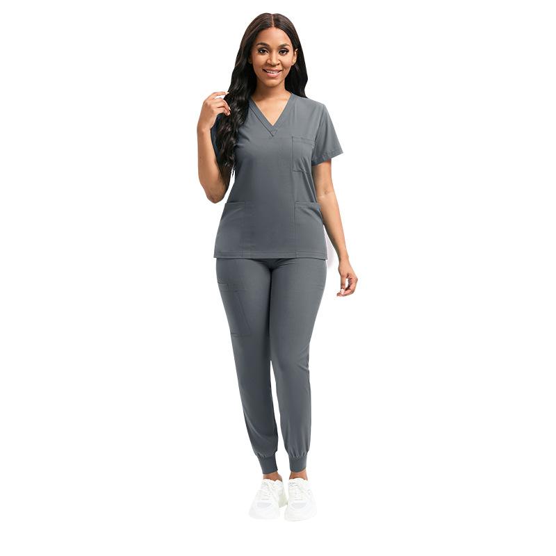 Combinaison de jogging pour infirmière, ensemble de pantalons décontractés à col en V, vêtements de travail pour hôpital, clinique pour animaux de compagnie, salon de beauté, costume 2 pièces