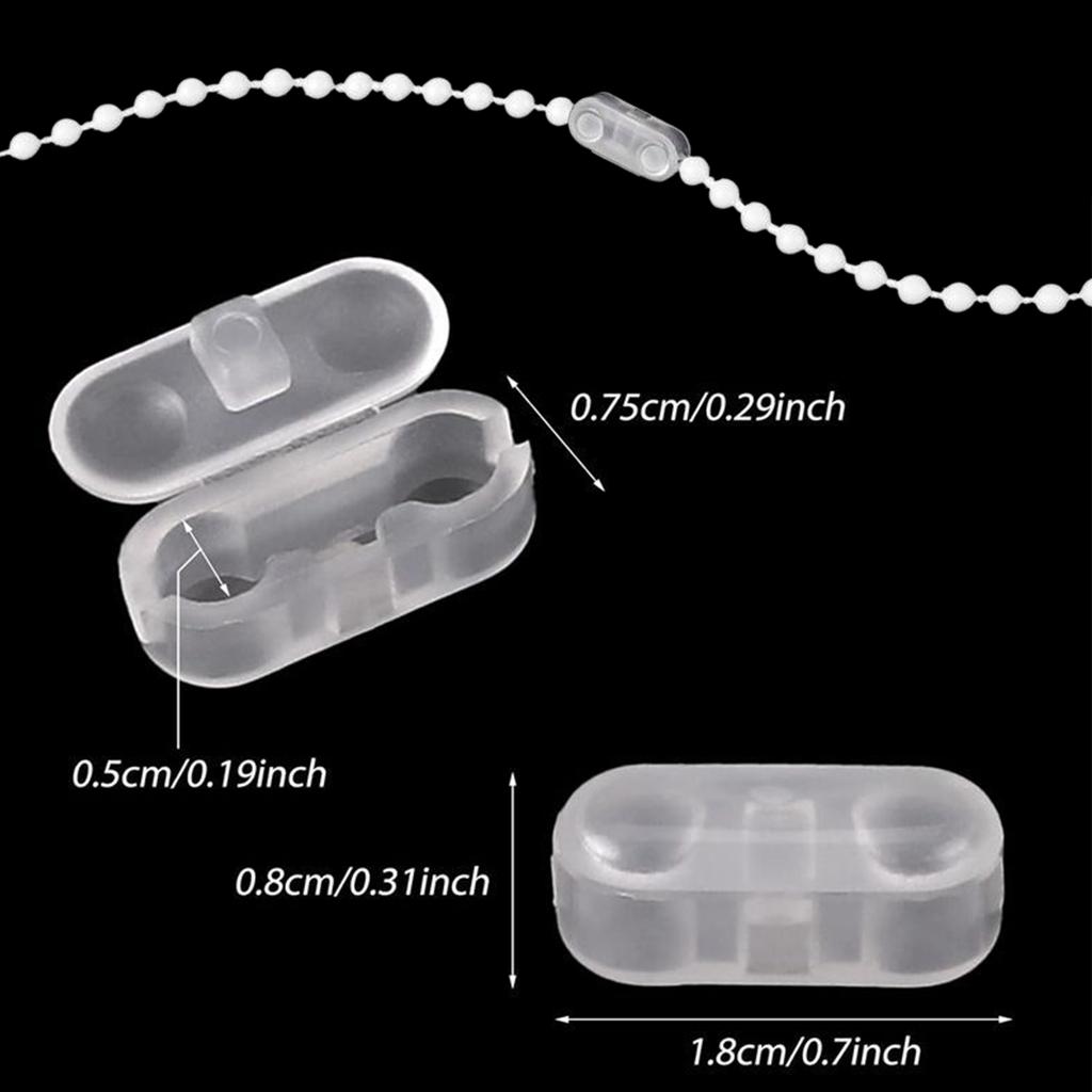 30/300PCS Clear Bead Chain Stops for Vertical Blinds Adjustable Curtain Chain Clips Replacement Parts