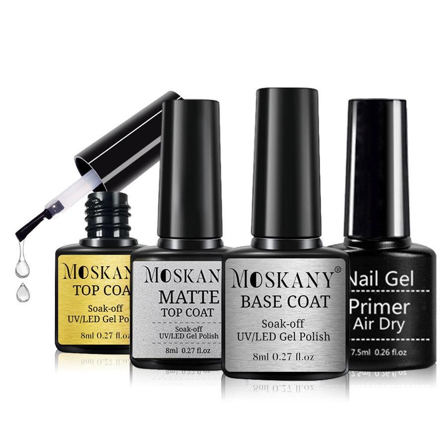 

Nail Art Gel Set: No Wipe Top & Base Coats, Matte Top, Bonding Agent