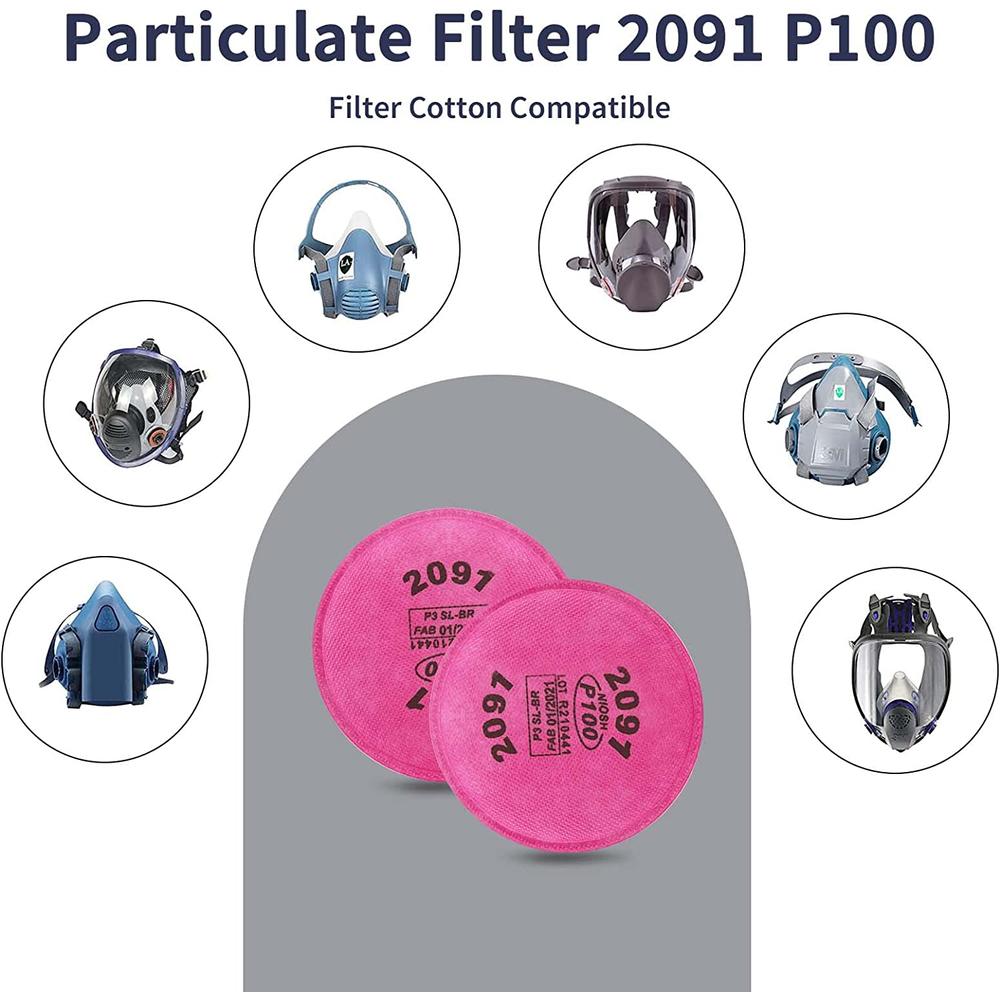 6200 Staubmaske für Sprühfarbe mit 2091 P100-Partikelfilter, industriell staubdicht, PM2.5-Säurepartikel-Schutzmaske