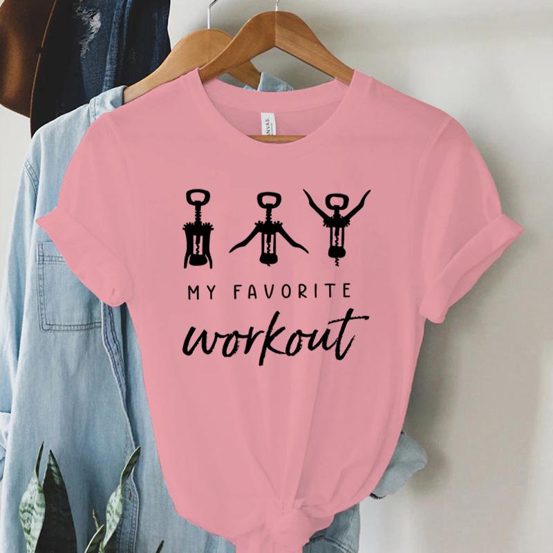 Funny Women Broadcast Gymnastics Tshirt My Favourite Workout Funny Graphic Tee Short Sleeves Casual Harajuku Fashion Tee Shirts