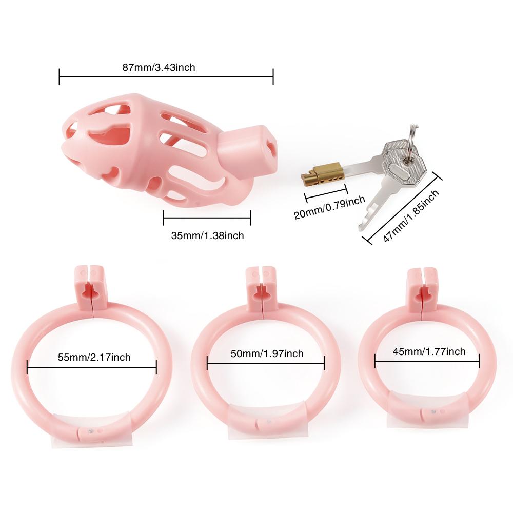 BDSM Male Penis Lock Chastity Cage with Lock 3 Rings Resin Virginity for Men Breathable Cock Ring Penis Restrain Adult Sex Toys