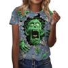 Women's Short Sleeve Crewneck T-Shirt with Halloween Print for Casual Daily Wear
